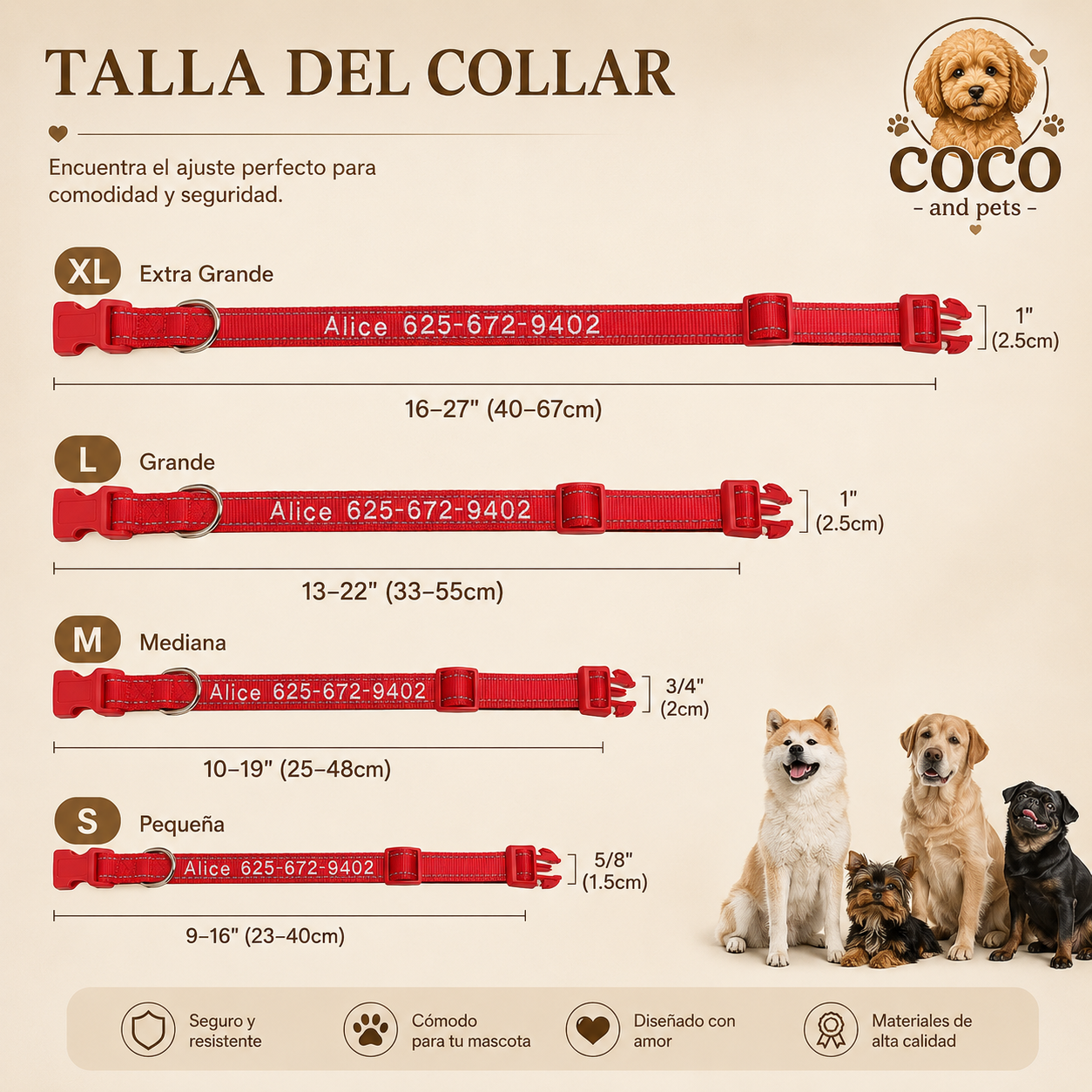 Collar Personalizado Bordado para Perros MISS
