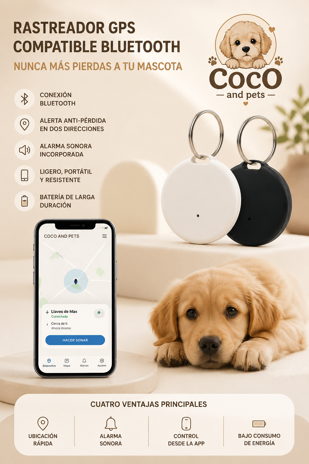 Localizador Bluetooth Inteligente para Mascotas LIU