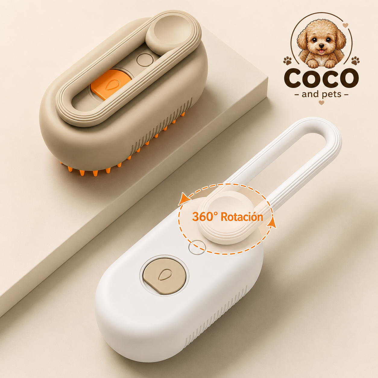Cepillo Vaporizador 3 en 1 para Perros y Gatos | Elimina Pelo, Masajea y Limpia