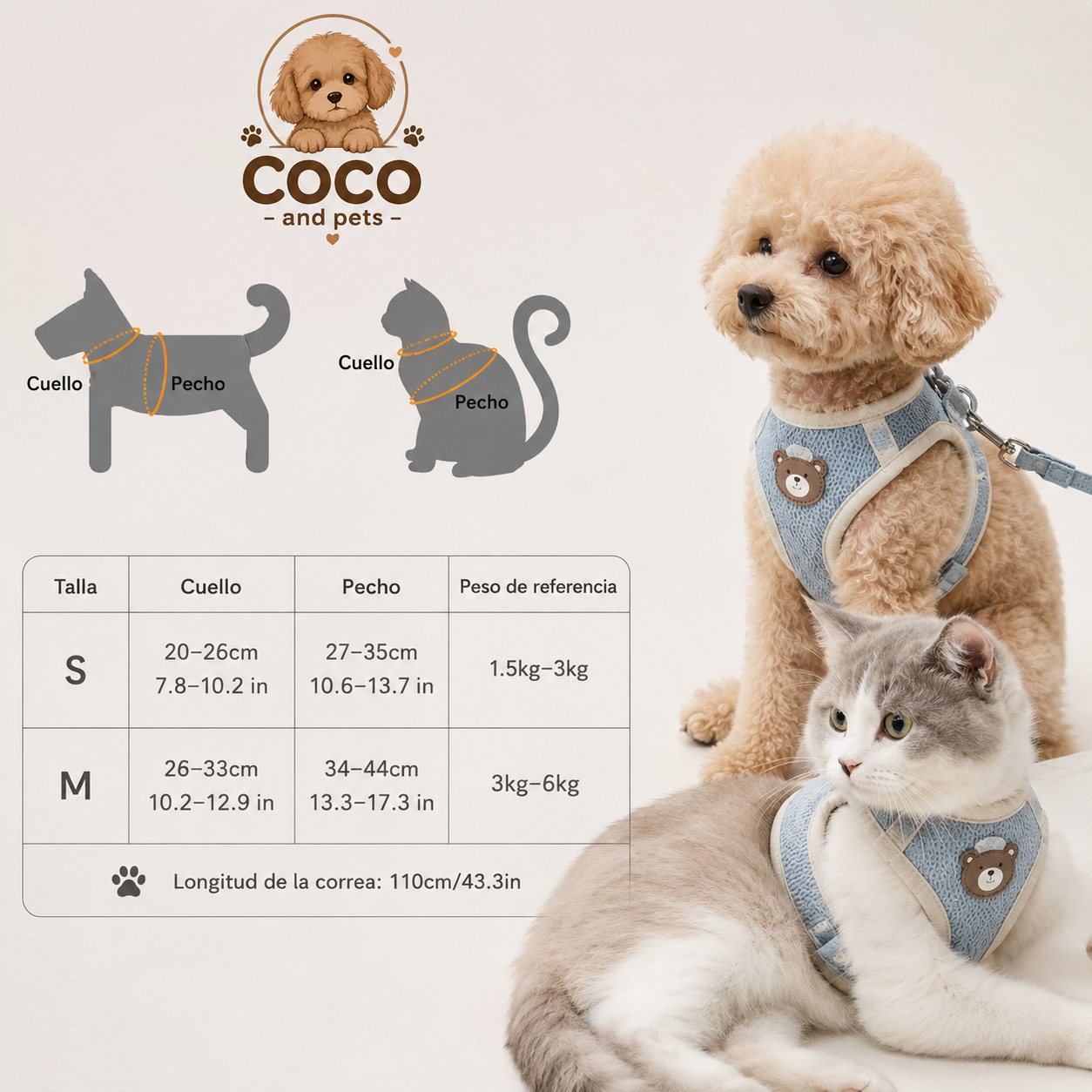Arnés Ajustable para Perros y Gatos con Correa – Diseño Suave y Cómodo Alma