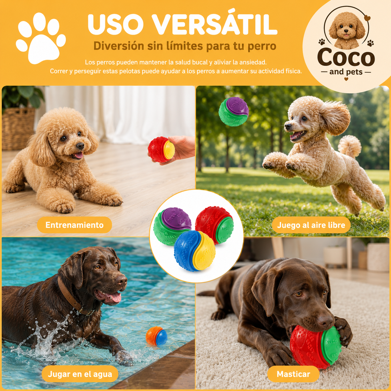 Pelota Interactiva para Perros – Juguete Resistente para Masticar, Jugar y Entrenar nano
