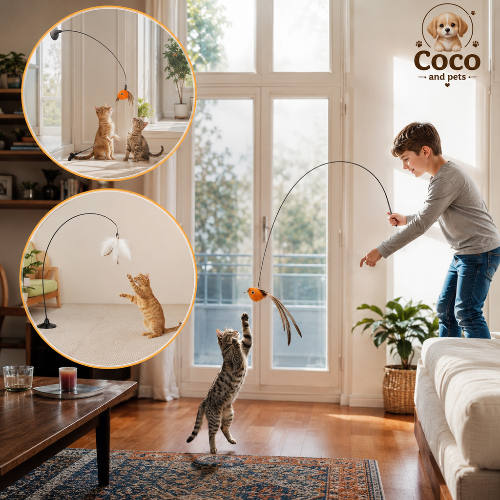 Juguete Interactivo para Gatos con Ventosa y Varilla Flexible PLEX