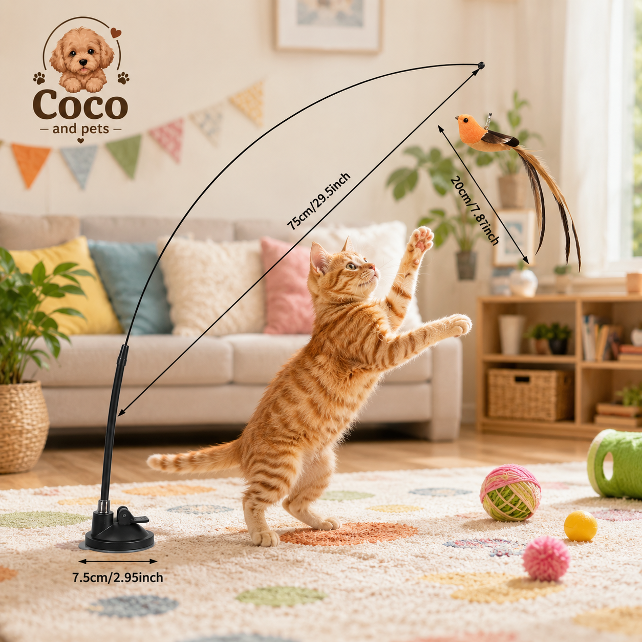 Juguete Interactivo para Gatos con Ventosa y Varilla Flexible PLEX