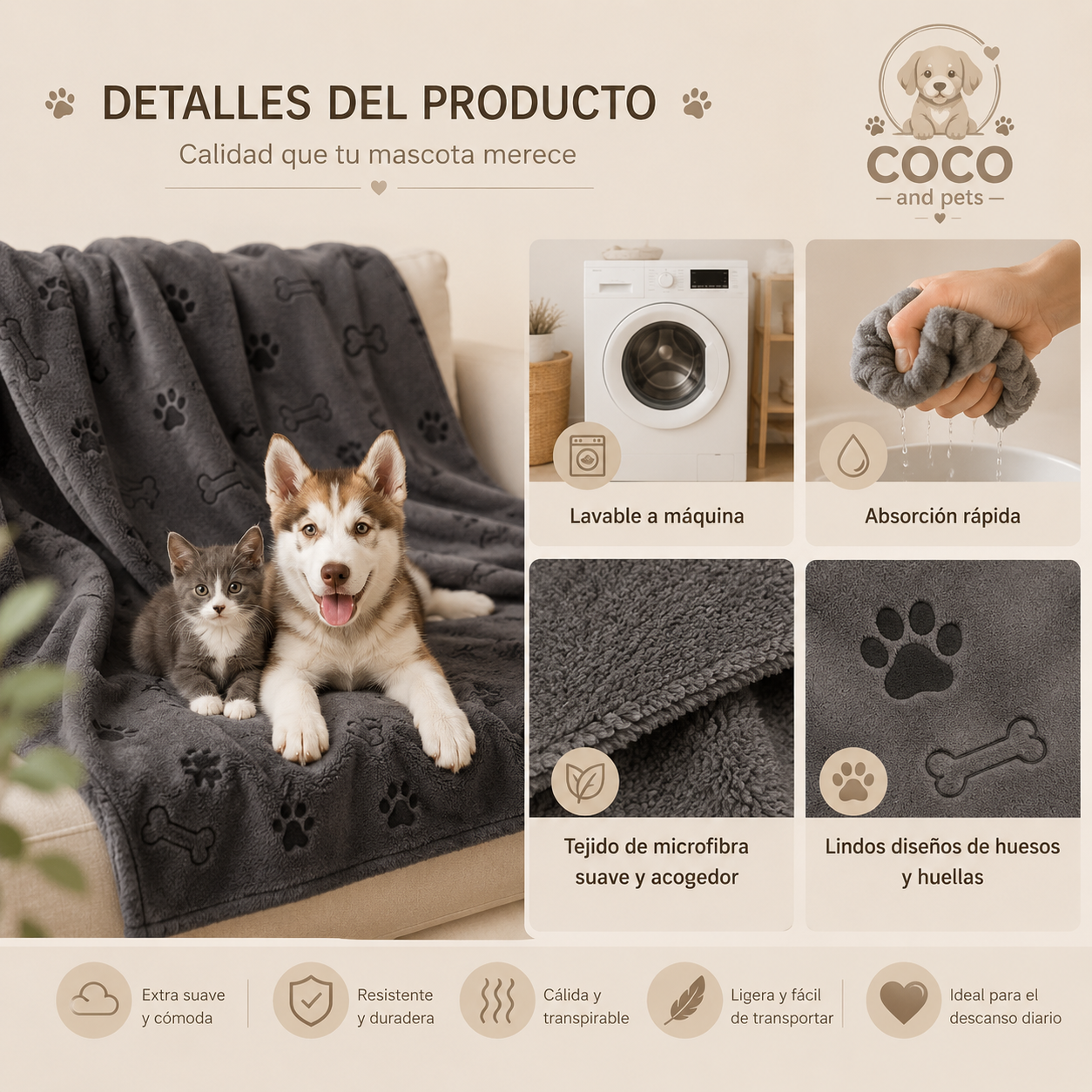 Toalla de Absorcion Rapida Aseo Perros
