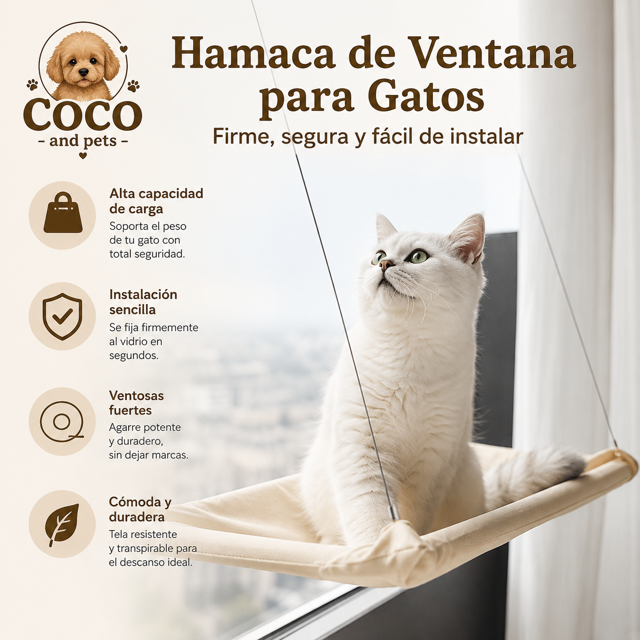 Cama Hamaca para Ventana para Gatos