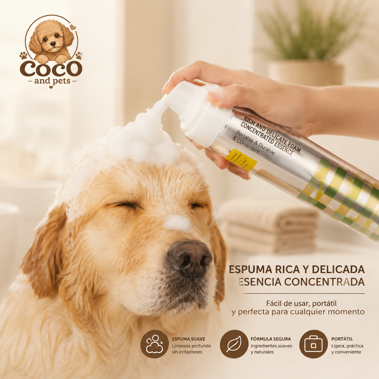Espuma de Limpieza en Seco para Mascotas