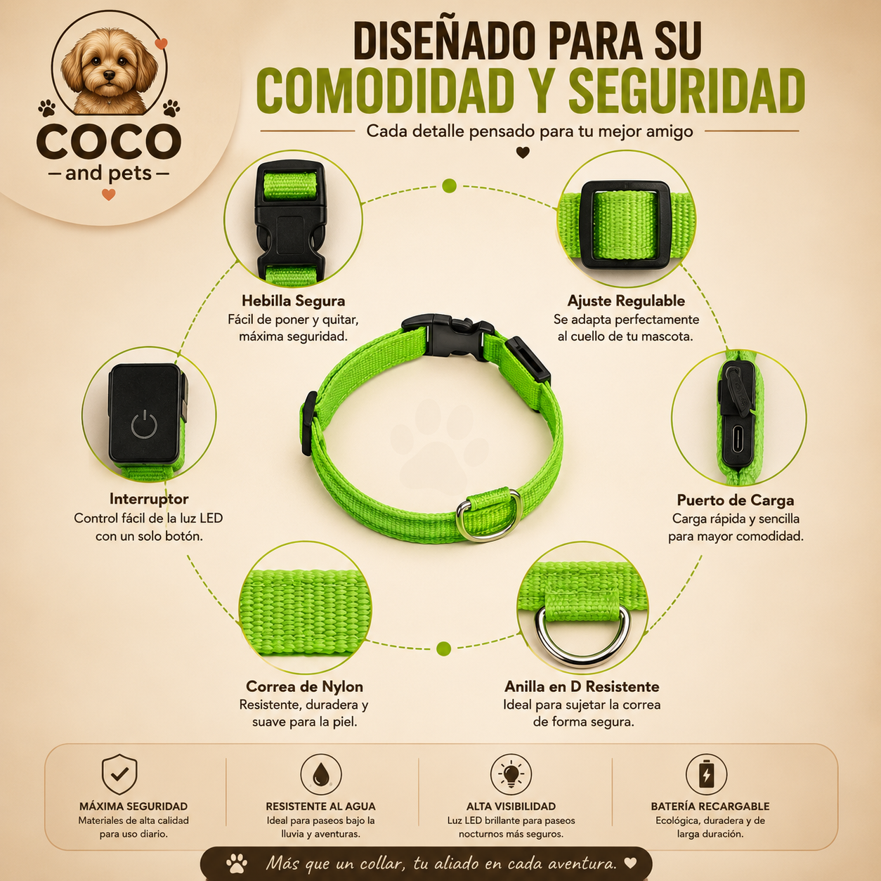 COLLAR LED RECARGABLE