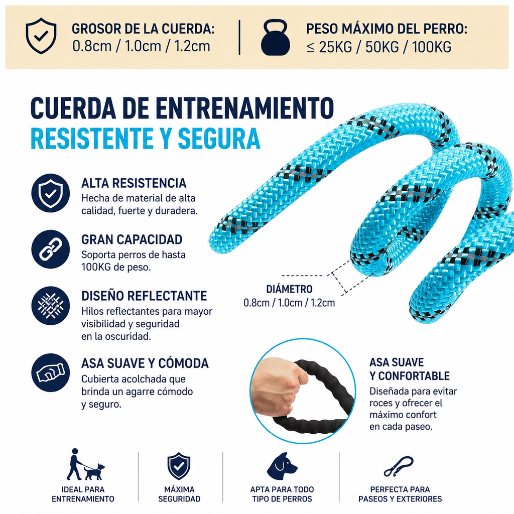 CORREA REFLECTANTE PREMIUM PARA PERROS | RESISTENCIA, CONTROL Y SEGURIDAD EN CADA PASEO
