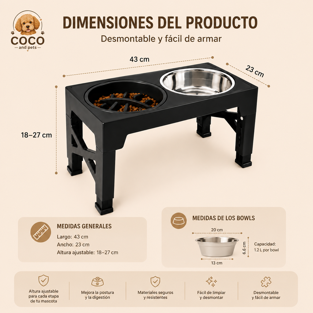 Comedero Deluxe Ajustable